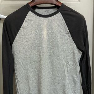 J. Crew Black and Gray Long Sleeve Raglan Tee with black sleeves
